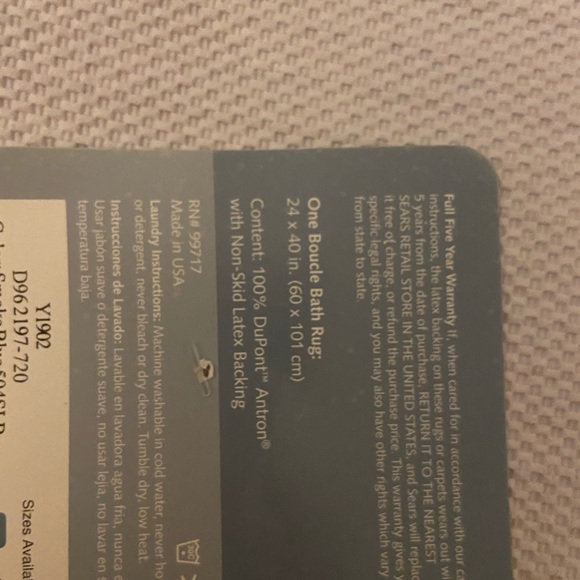 NWT 24x40 blue bath rug by whole home heavy & nice - Picture 2 of 6